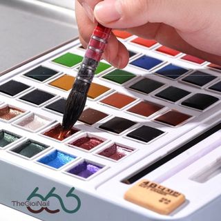 Bảng Màu 36 Ô Vẽ Nhũ, Lì Đa Năng – Set Màu Vẽ Nail Art, Vẽ Tranh Mini, Bộ Màu Nước Nén Vẽ Móng Color Suit Thegioinail666
