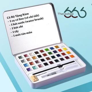 Bảng Màu 36 Ô Vẽ Nhũ, Lì Đa Năng – Set Màu Vẽ Nail Art, Vẽ Tranh Mini, Bộ Màu Nước Nén Vẽ Móng Color Suit Thegioinail666