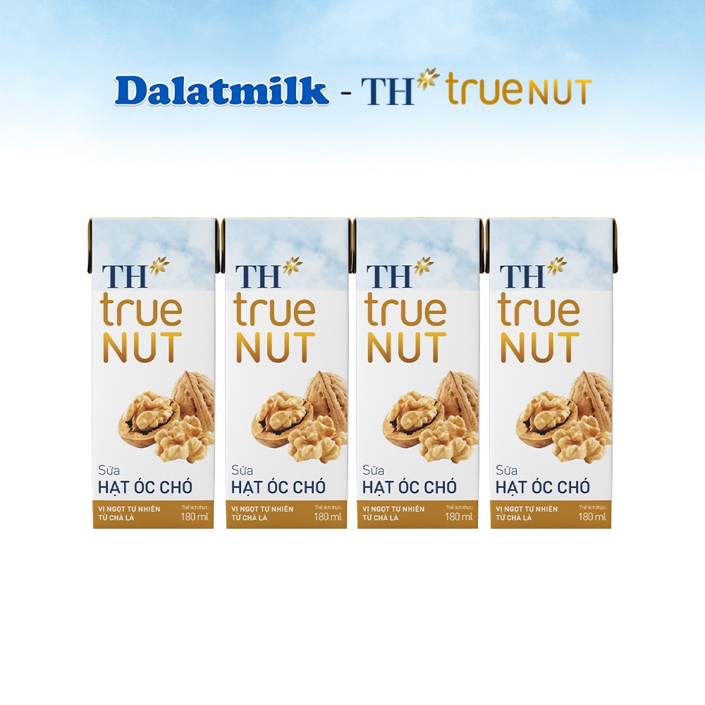 Combo 1 Thùng sữa tươi tiệt trùng ít đường Dalatmilk và 1 Thùng sữa hạt óc chó TH true Nut 180ml x 96 hộp