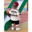 Bộ thể thao cho bé trai, áo thun phối sọc cổ V độc lạ mix quần đen – B153/ bộ chữ M | Moonie Kid