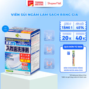 Viên Sủi Ngâm Làm Sạch Răng Giả, Khay Niềng Răng Khử Mùi Diệt Khuẩn Nhật Bản KURASHI RHYTHM 120 Viên