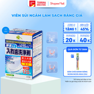 Viên Sủi Ngâm Làm Sạch Răng Giả, Khay Niềng Răng Khử Mùi Diệt Khuẩn Nhật Bản KURASHI RHYTHM 120 Viên