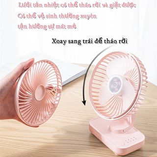 Quạt Mini Tích Điện Để Bàn Pin 4000mAh 4 Mức Gió Không Gây Tiếng Ồn Cổng Sạc USB