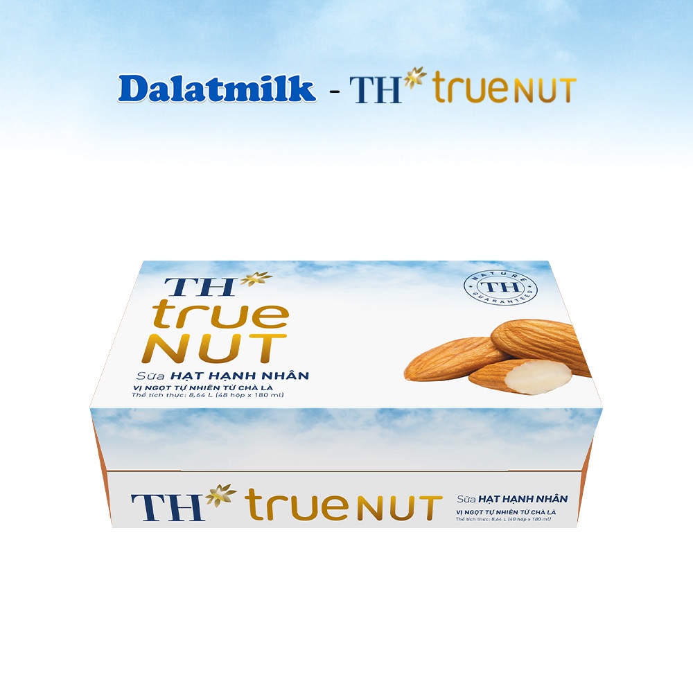 Combo 1 Thùng sữa tươi tiệt trùng tự nhiên Dalatmilk và 1 Thùng sữa hạt hạnh nhân TH true Nut 180ml x 96 hộp