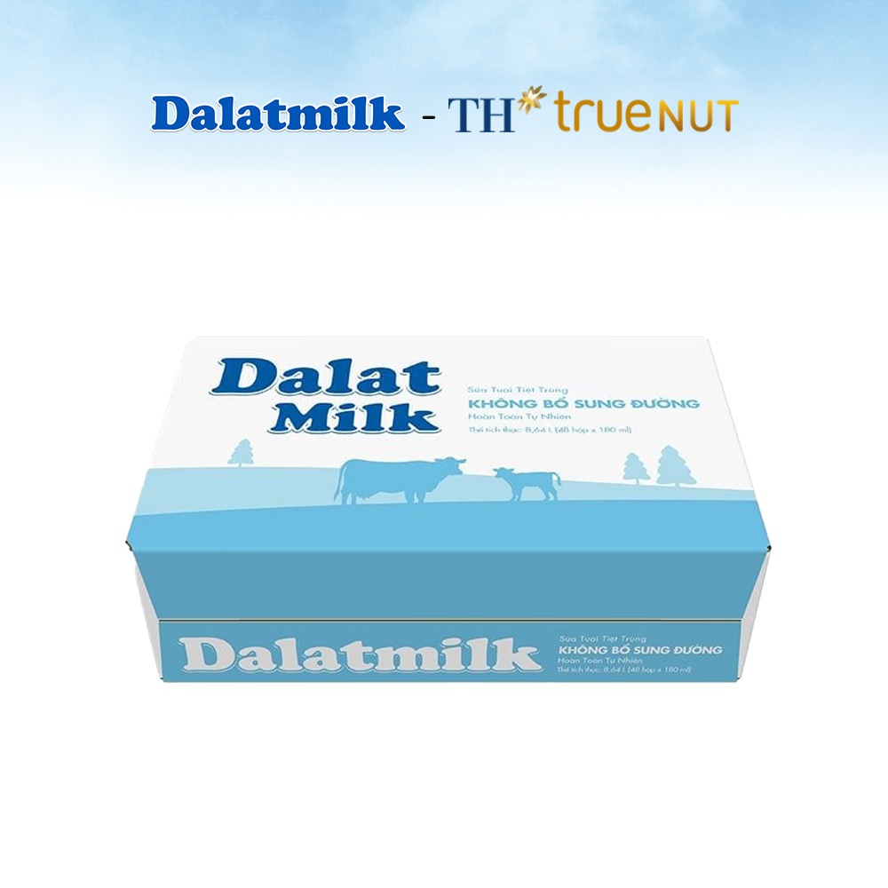Combo 1 Thùng sữa tươi tiệt trùng tự nhiên Dalatmilk và 1 Thùng sữa hạt hạnh nhân TH true Nut 180ml x 96 hộp