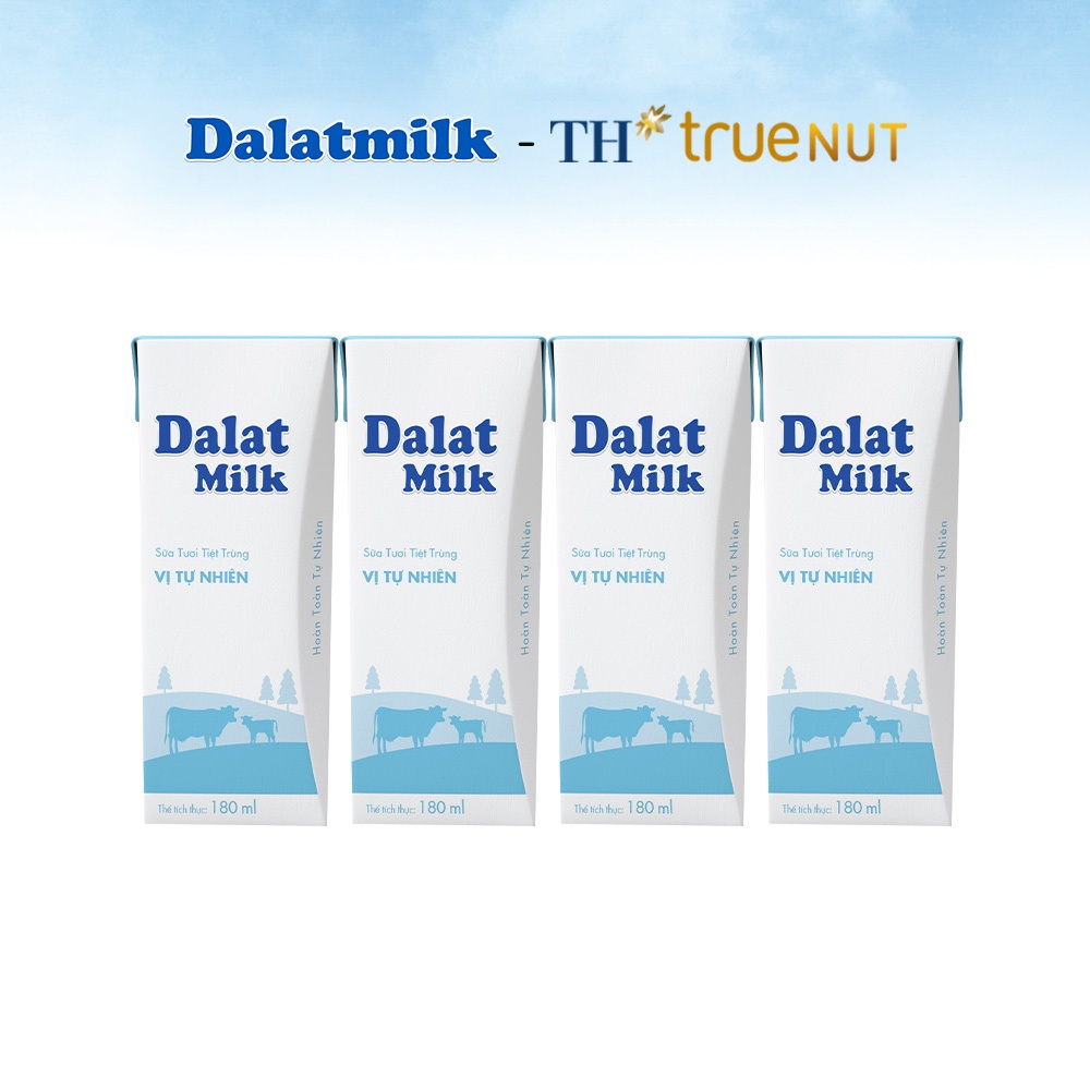 Combo 1 Thùng sữa tươi tiệt trùng tự nhiên Dalatmilk và 1 Thùng sữa hạt hạnh nhân TH true Nut 180ml x 96 hộp