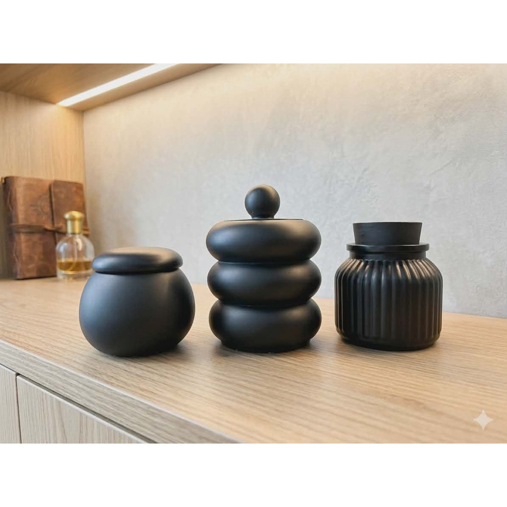 Cốc thạch cao 3 ngấn đa năng, đựng bút, làm nến, cắm hoa, cắm bút,cọ, lược, trang trí, phong cách tối giản, hiện đại