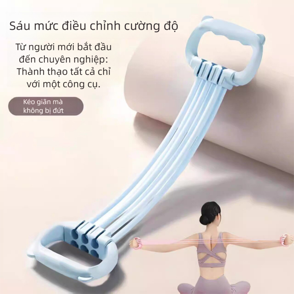 Dây Kháng Lực 6 Ống Hình Số 8 Điều Chỉnh Lực Dây Tập Vai Lưng Tay Chân, Dụng Cụ Tập Gym, Yoga Dành Cho Nam Nữ