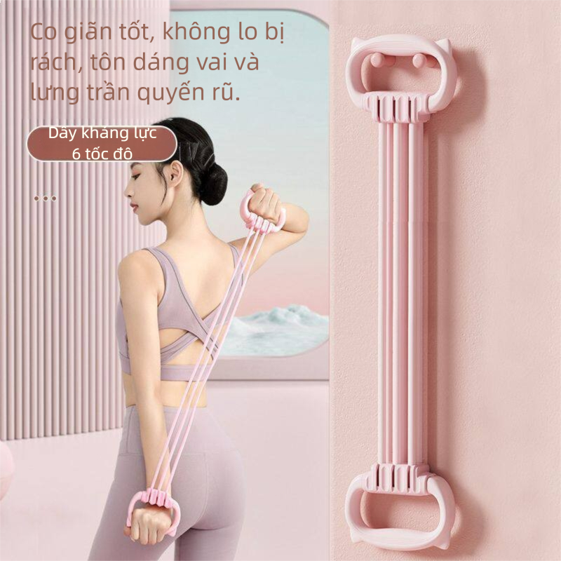Dây Kháng Lực 6 Ống Hình Số 8 Điều Chỉnh Lực Dây Tập Vai Lưng Tay Chân, Dụng Cụ Tập Gym, Yoga Dành Cho Nam Nữ