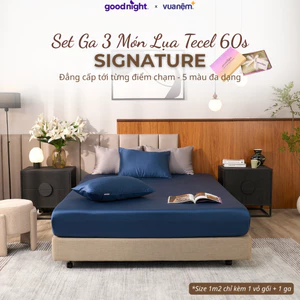 Bộ ga Tencel 60s cao cấp Goodnight Signature - Bộ ga 3 món thoáng, Ga tencel, Ga hè (25cm)