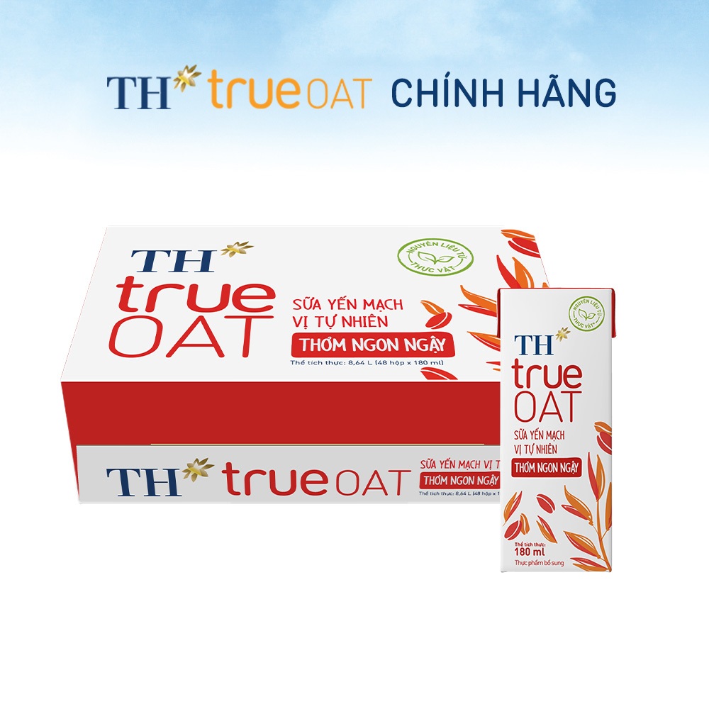 [MỚI-Thơm Ngon Ngậy] Thùng 48 hộp sữa yến mạch vị tự nhiên  TH true OAT 180 ml (180 ml x 48 hộp)