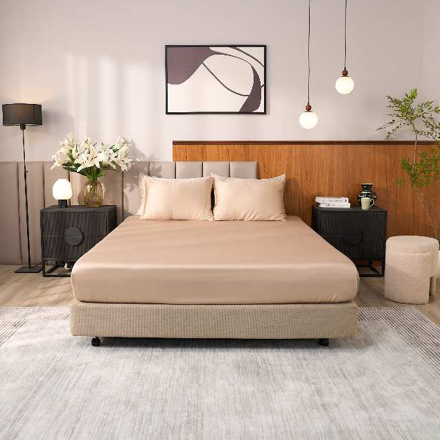 Bộ ga Tencel 60s cao cấp Goodnight Signature - Bộ ga 3 món thoáng, Ga tencel, Ga hè (25cm)