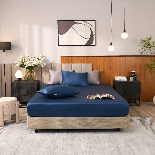Bộ ga Tencel 60s cao cấp Goodnight Signature - Bộ ga 3 món thoáng, Ga tencel, Ga hè (25cm)
