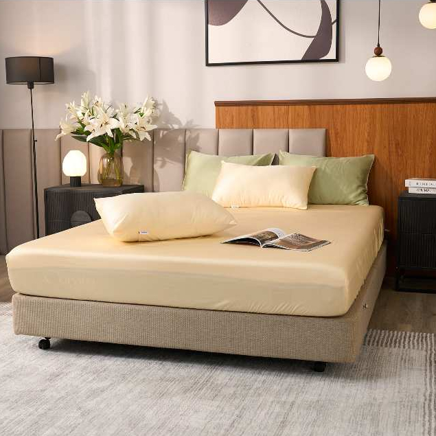 Bộ ga Tencel 60s cao cấp Goodnight Signature - Bộ ga 3 món thoáng, Ga tencel, Ga hè (25cm)