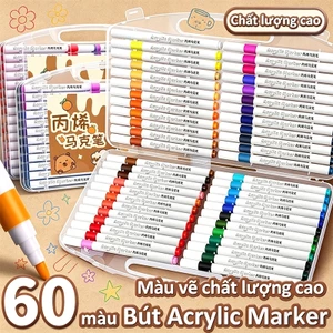 Bút Màu Acrylic Marker Capybara 24/36/48/60/80/120 Màu - Tăng Mực Lớn, An Toàn, Nhanh Khô, Không Thấm Nước
