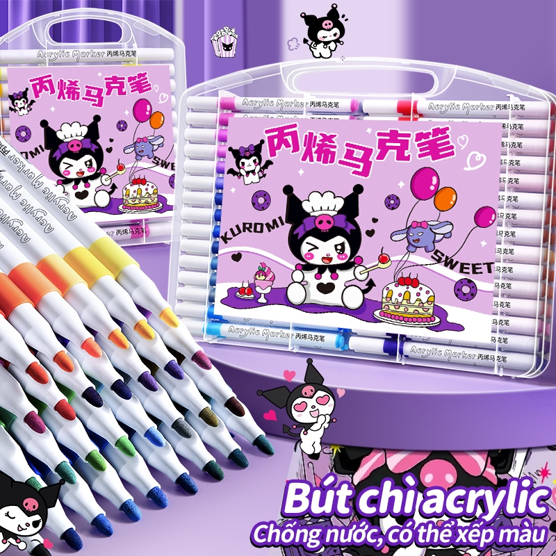 Bút acrylic marker cao cấp 12/24/36/48/60 màu – Bộ vẽ tranh bút lông màu an toàn cho trẻ em.