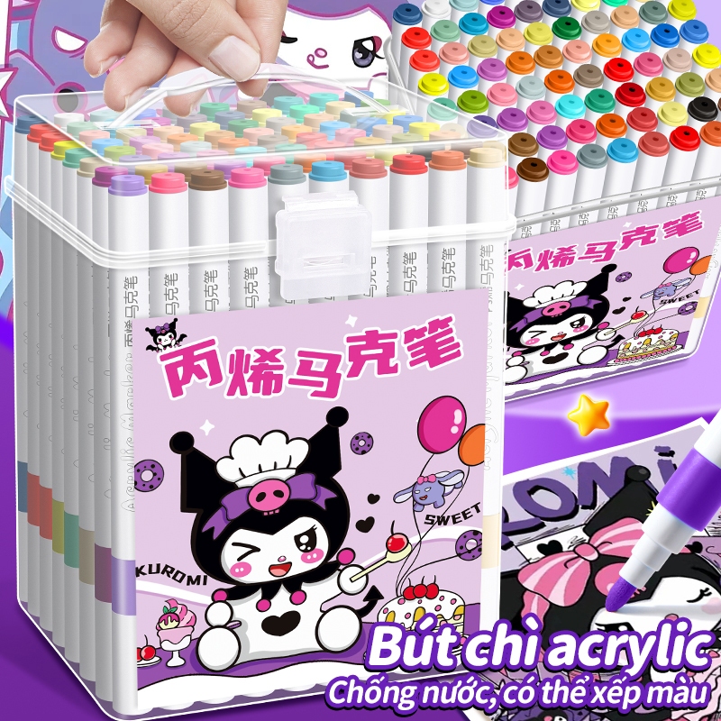 Bút acrylic marker cao cấp 12/24/36/48/60 màu – Bộ vẽ tranh bút lông màu an toàn cho trẻ em.