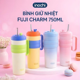 Bình Giữ Nhiệt Fuji Charm Inochi 750ml – Inox 304 Cao Cấp, Bình Giữ Nhiệt Ombre Trendy Kèm Ống Hút