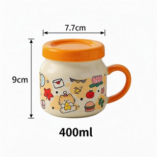 Cốc sứ cute Vô tri 400ml ly sứ decor, ly sứ uống nước, cốc uống nước dễ thương