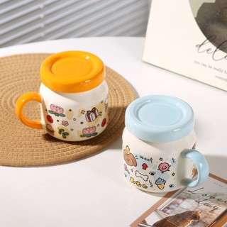 Cốc sứ cute Vô tri 400ml ly sứ decor, ly sứ uống nước, cốc uống nước dễ thương