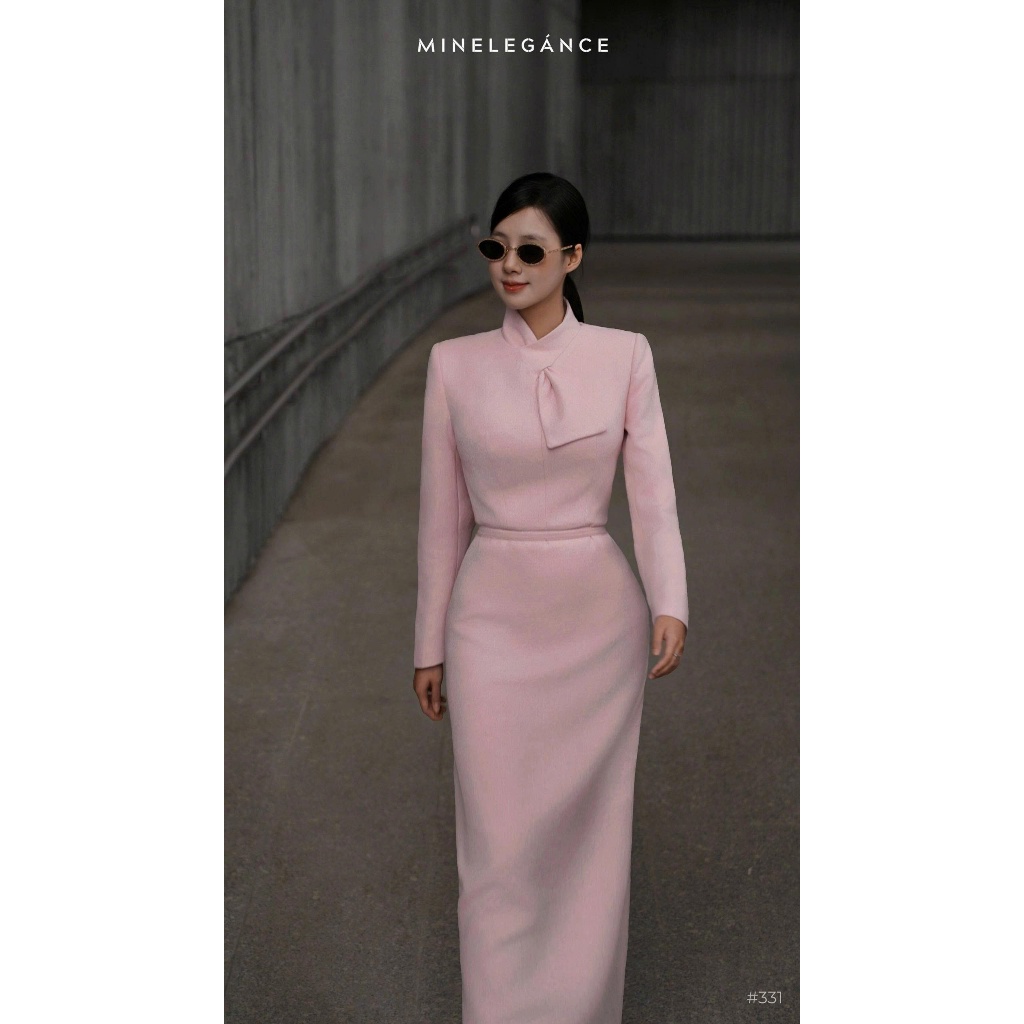 MINELEGÁNCE - SET ĐẦM CỔ NƠ CÁCH ĐIỆU THANH LỊCH, SANG TRỌNG - MIN331