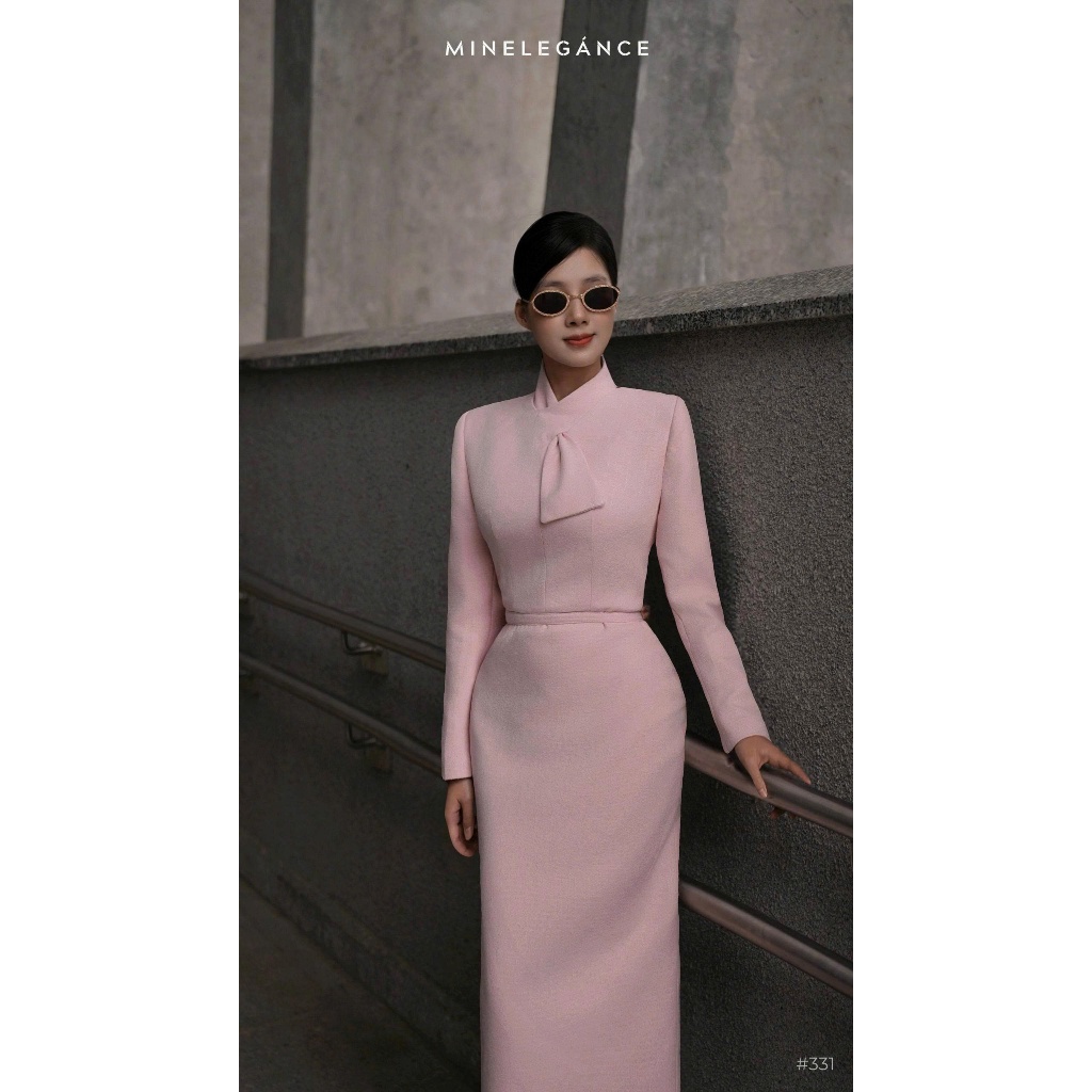 MINELEGÁNCE - SET ĐẦM CỔ NƠ CÁCH ĐIỆU THANH LỊCH, SANG TRỌNG - MIN331