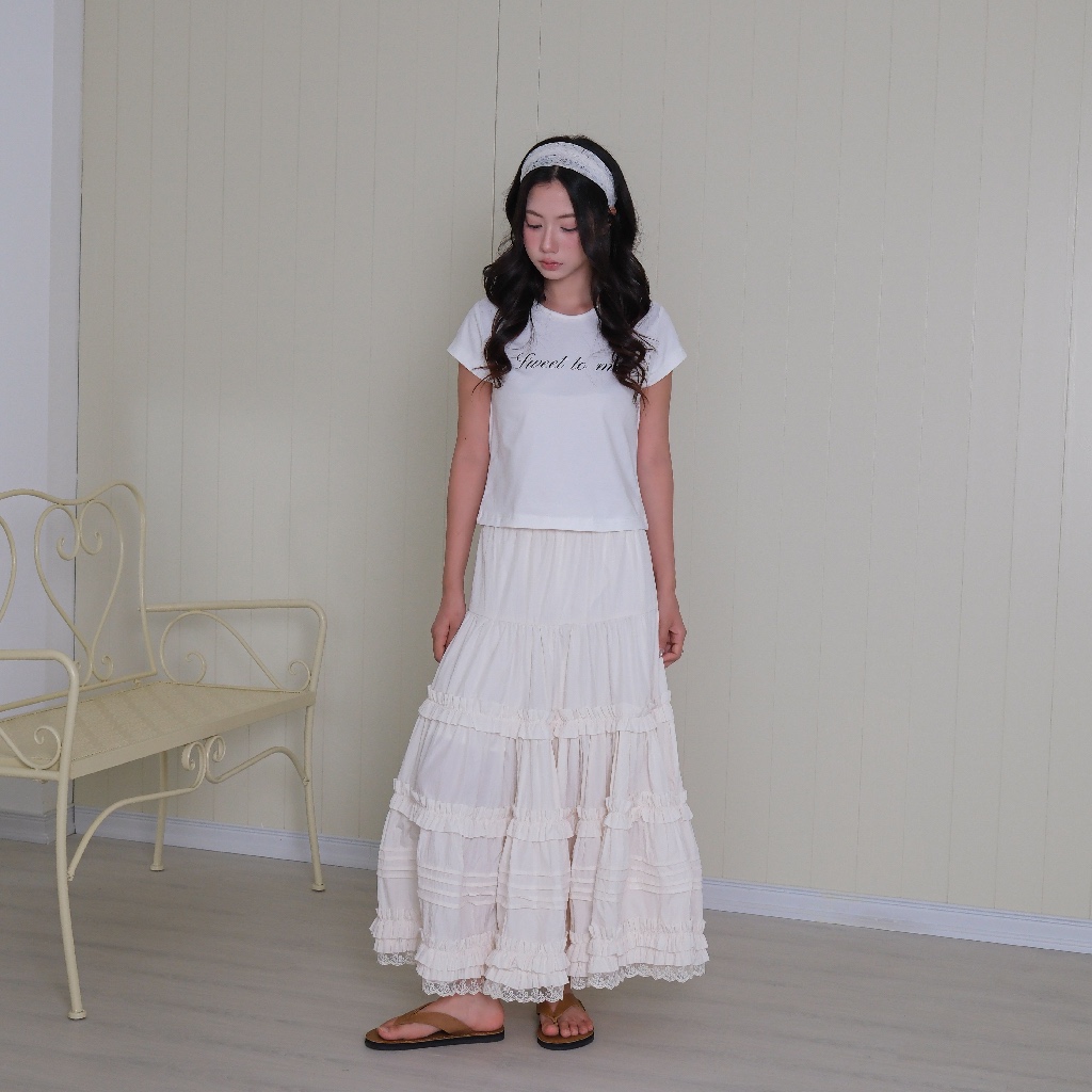 Chân Váy Maxi Xếp Tầng Bèo Nhún, Chất Gió Nhăn, Cạp Chun - Ruffle Skirt - Sonna hi