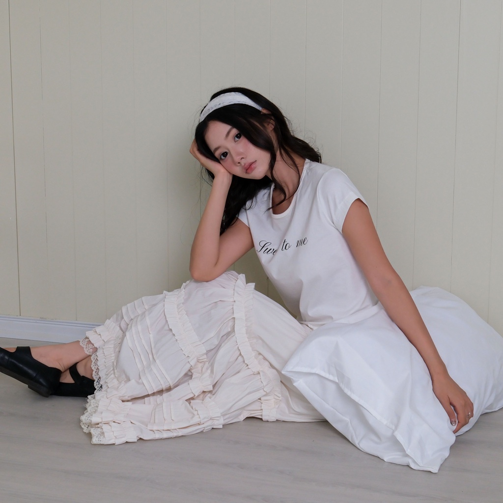 Chân Váy Maxi Xếp Tầng Bèo Nhún, Chất Gió Nhăn, Cạp Chun - Ruffle Skirt - Sonna hi