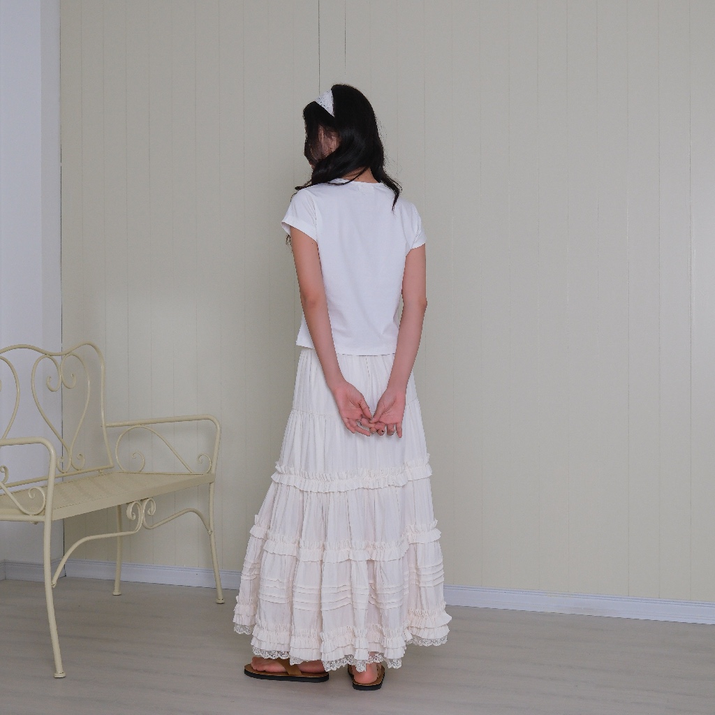 Chân Váy Maxi Xếp Tầng Bèo Nhún, Chất Gió Nhăn, Cạp Chun - Ruffle Skirt - Sonna hi