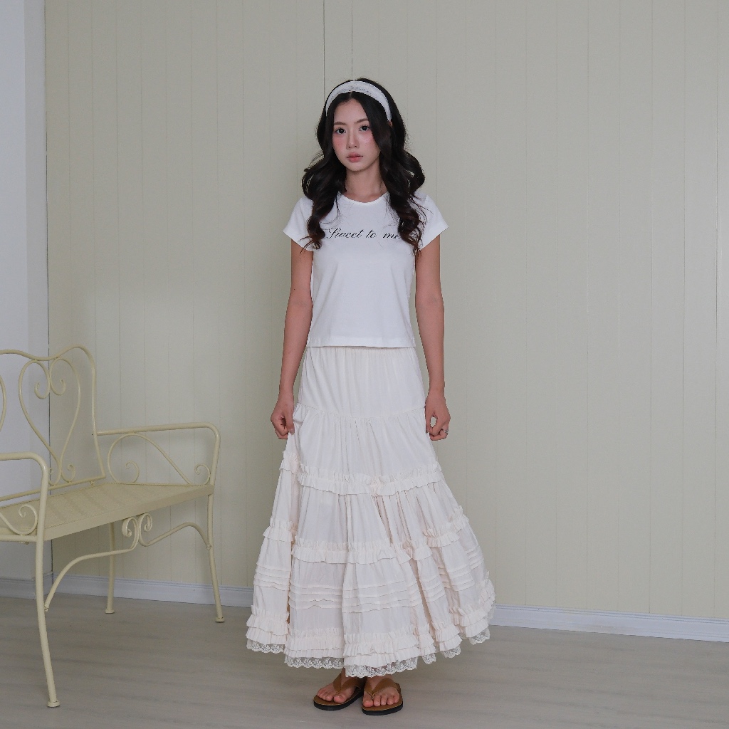 Chân Váy Maxi Xếp Tầng Bèo Nhún, Chất Gió Nhăn, Cạp Chun - Ruffle Skirt - Sonna hi