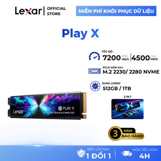 Ổ cứng Lexar 2 trong 1 2230/2280 PLAY X PCIe Gen4x4 NVMe SSD 512GB/1TB, Tốc độ đọc 7200mb/s