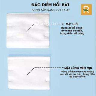 [Combo 5 Gói] Bông Tẩy Trang Cotton Pads 222 Miếng 3 Lớp Sợi Tự Nhiên, Mềm Mịn, Dày Dặn