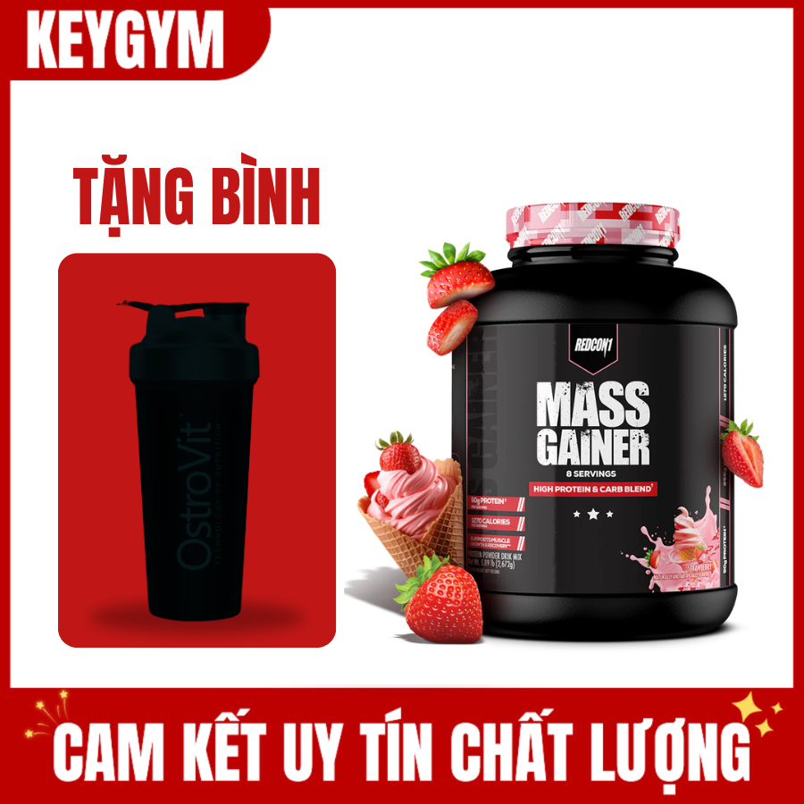 [Hàng BBT][TẶNG BÌNH] Mass Gainer Redcon1 hũ 2.6kg, 50g Protein, 1270 Calories 8 servings - KEYGYM