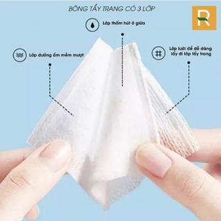 [Combo 5 Gói] Bông Tẩy Trang Cotton Pads 222 Miếng 3 Lớp Sợi Tự Nhiên, Mềm Mịn, Dày Dặn
