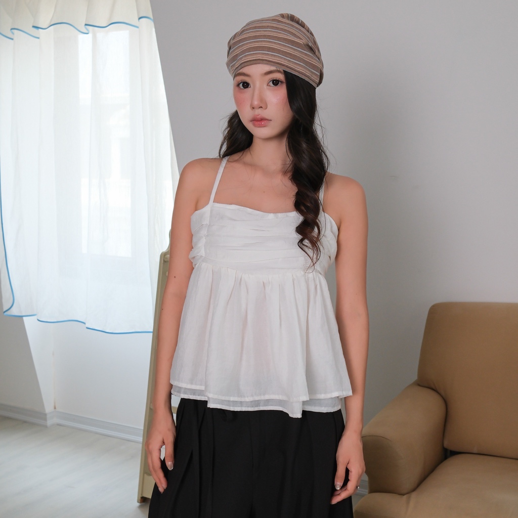 Áo 2 Dây Babydoll, Dây Nơ Điều Chỉnh, Chất Tơ Tằm Cotton - Ribbon Tie Top - Sonna hi