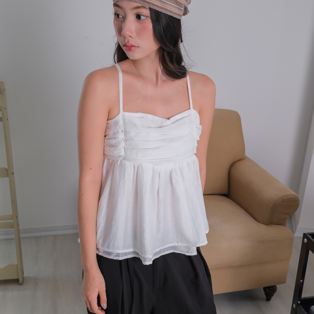 Áo 2 Dây Babydoll, Dây Nơ Điều Chỉnh, Chất Tơ Tằm Cotton - Ribbon Tie Top - Sonna hi