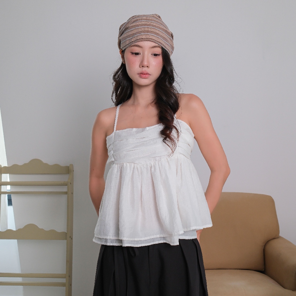 Áo 2 Dây Babydoll, Dây Nơ Điều Chỉnh, Chất Tơ Tằm Cotton - Ribbon Tie Top - Sonna hi