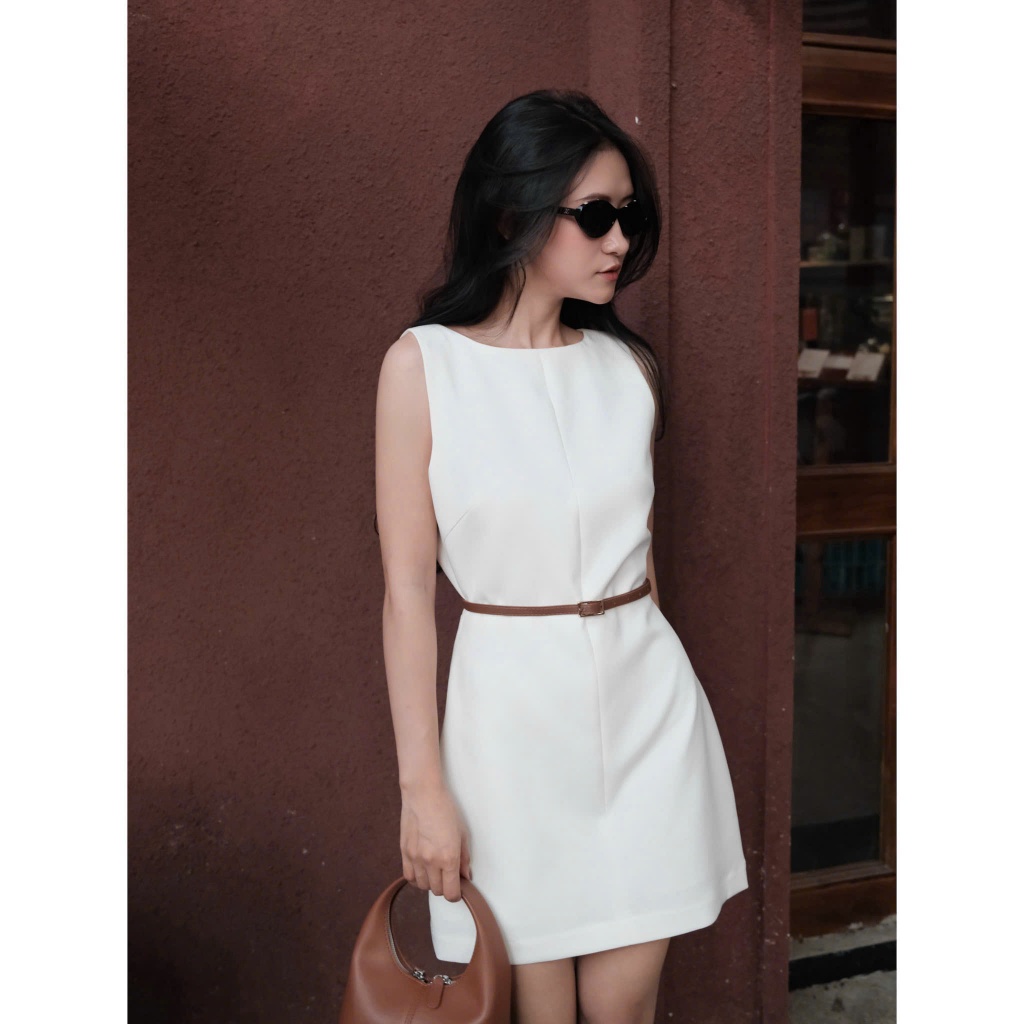 Étile - Váy basic thanh lịch tôn dáng kèm nịt bản mảnh