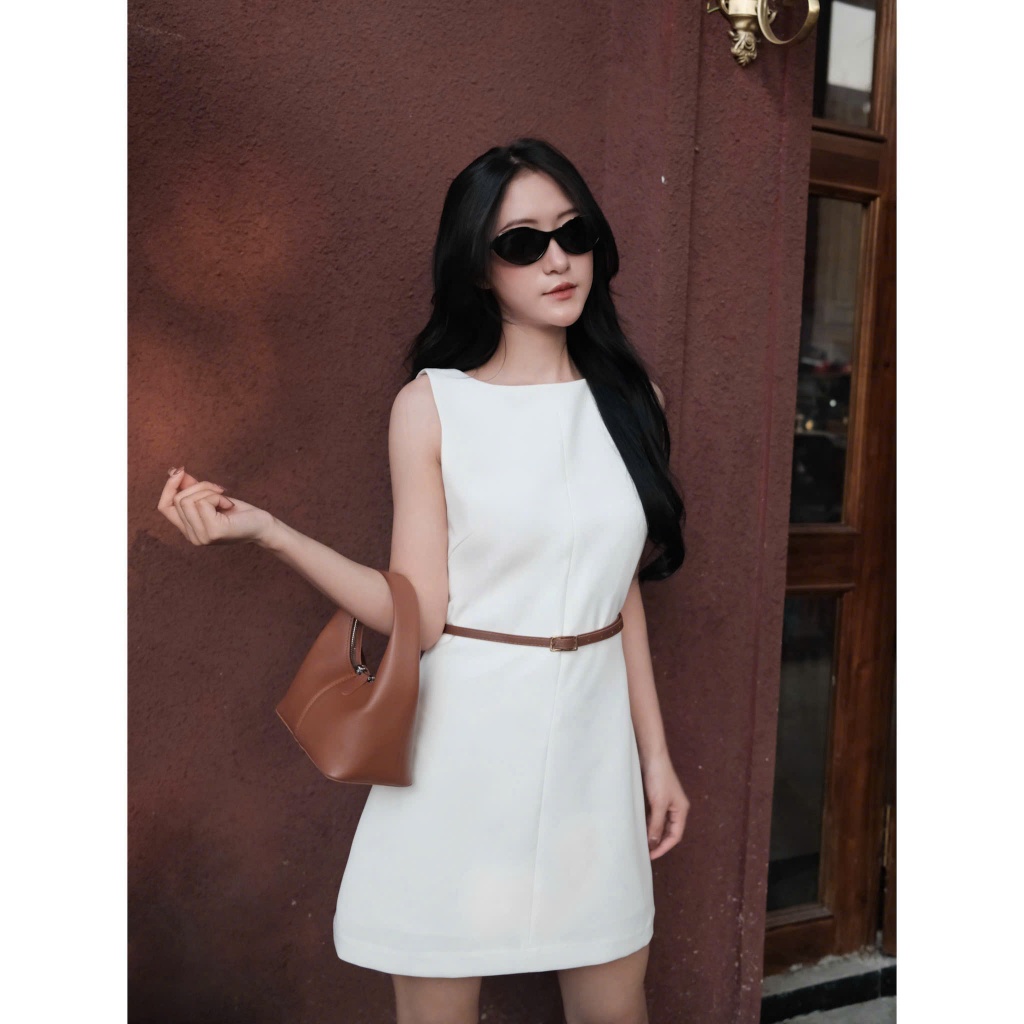 Étile - Váy basic thanh lịch tôn dáng kèm nịt bản mảnh
