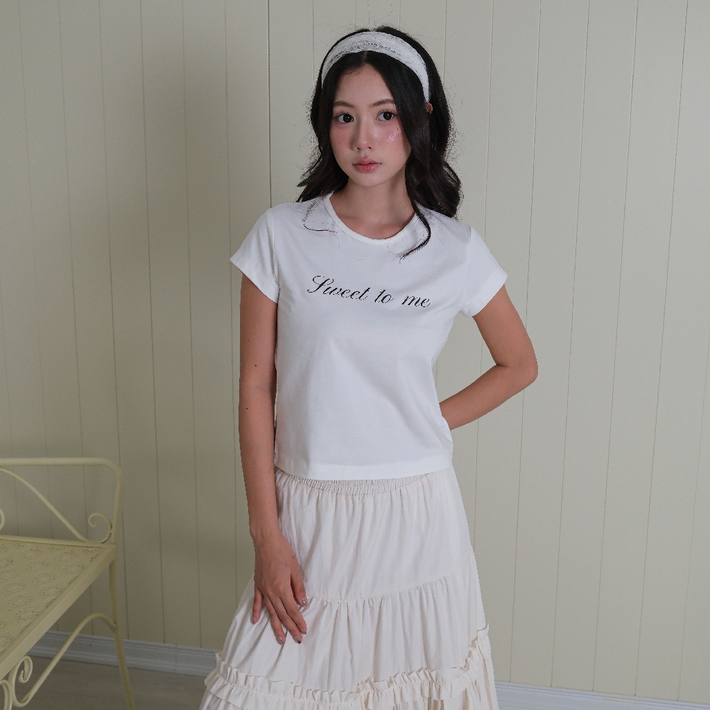 Áo Thun Baby Tee In Chữ, Cotton 4 Chiều Dáng Ôm - Sweet to me Tee - Sonna hi