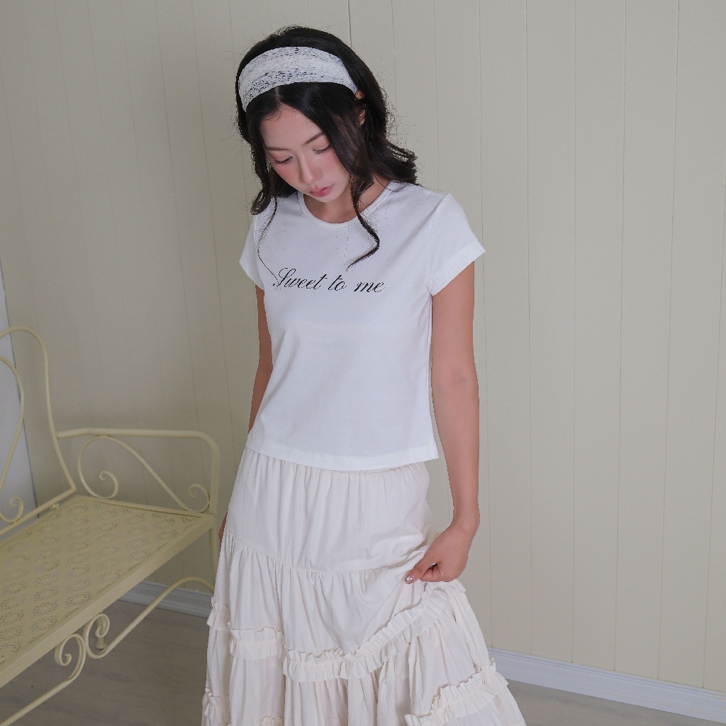 Áo Thun Baby Tee In Chữ, Cotton 4 Chiều Dáng Ôm - Sweet to me Tee - Sonna hi