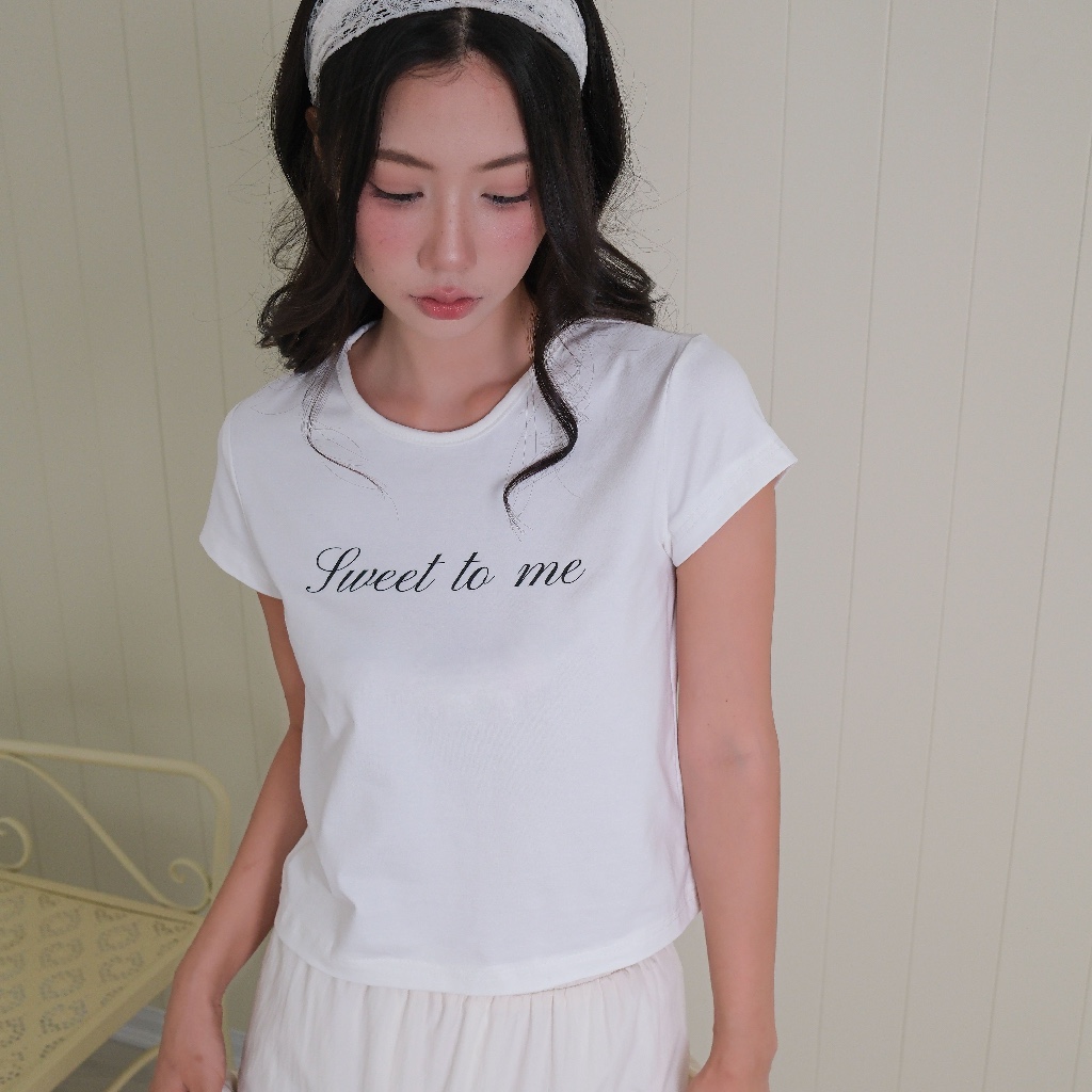 Áo Thun Baby Tee In Chữ, Cotton 4 Chiều Dáng Ôm - Sweet to me Tee - Sonna hi