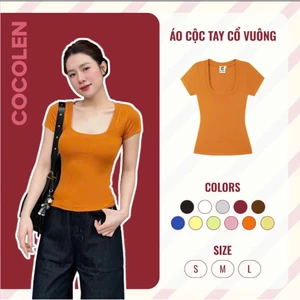 Áo Cộc Cổ Vuông COCOLEN - Chất Liệu Cotton Rib Hàn Dày - Cao Cấp Co Giãn Thoáng Mát Gợi Cảm - Mặc 4 Mùa - A061