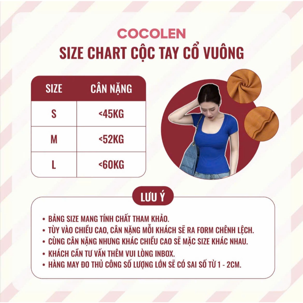Áo Cộc Cổ Vuông COCOLEN - Chất Liệu Cotton Rib Hàn Dày - Cao Cấp Co Giãn Thoáng Mát Gợi Cảm - Mặc 4 Mùa - A061