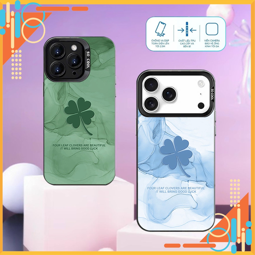 Ốp Lưng iPhone IMD CỎ 4 LÁ MỚI, Chống Sốc, Bảo Vệ Camera dành cho iP 7/8/X/XSMAX/11/12/13/14/15/16/17/Pro/Max