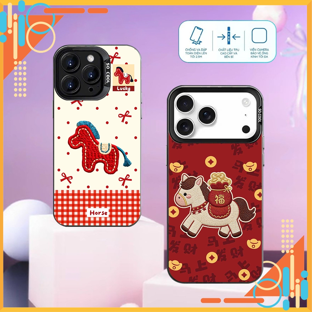 Ốp Lưng iPhone IMD LUCKY HORSE, Chống Sốc, Bảo Vệ Camera dành cho iP 7/8/X/XSMAX/11/12/13/14/15/16/17/Pro/Max