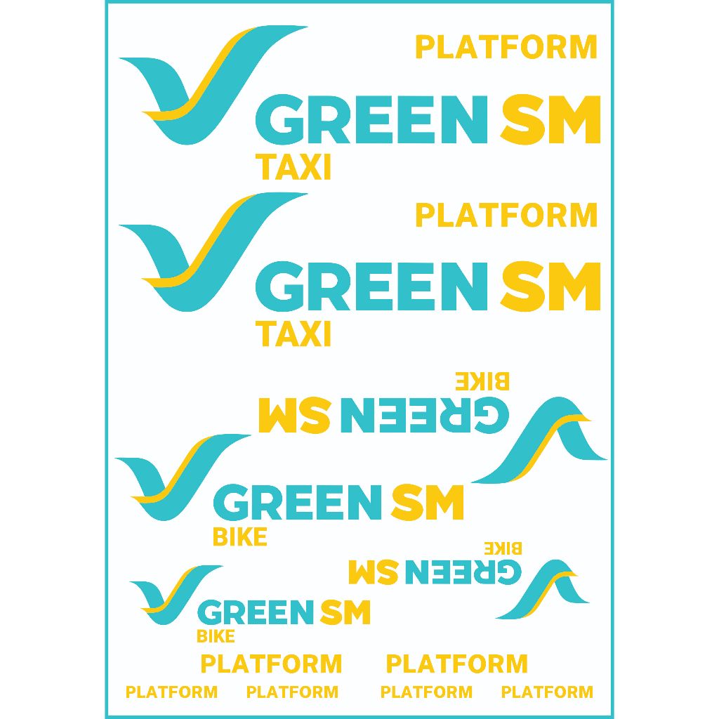 Tem Logo Green SM, Mẫu mới của Xanh SM, dán Ôtô, Xe máy, Mũ Bảo Hiểm