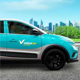 Tem Logo Grenn SM, Mẫu mới của Xanh SM, dán Ôtô, Xe máy, Mũ Bảo Hiểm