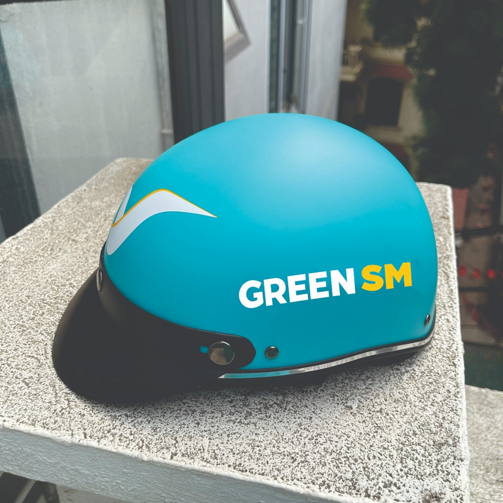 Tem Logo Green SM, Mẫu mới của Xanh SM, dán Ôtô, Xe máy, Mũ Bảo Hiểm