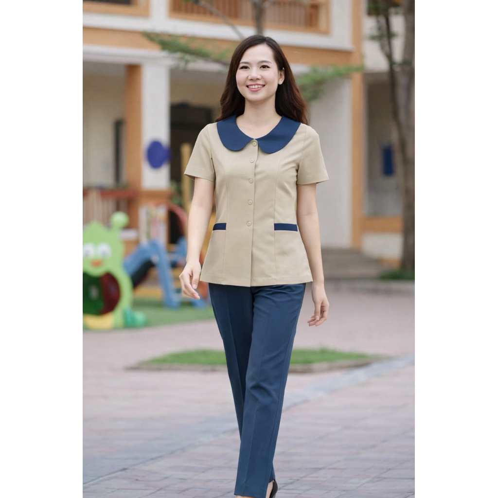 Đồng phục mầm non ( hàng thiết kế) chất cotton lạnh co dãn thoải mái mềm mịn